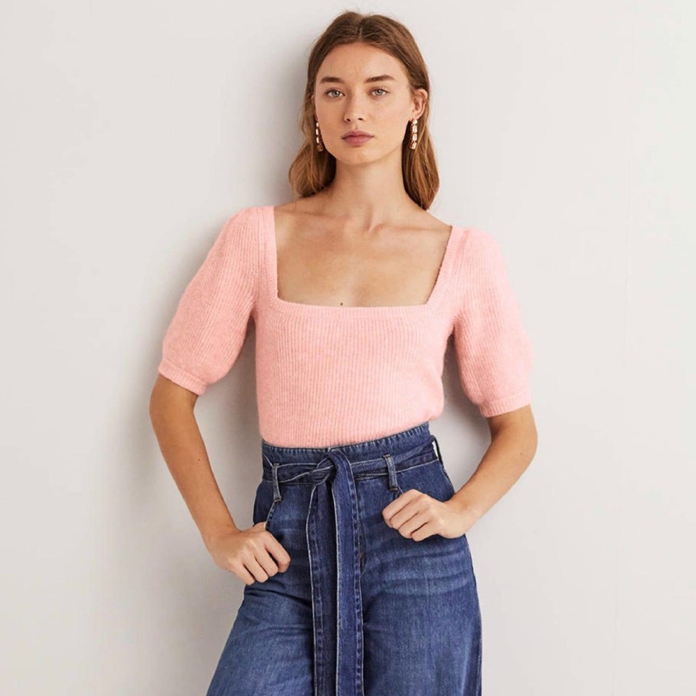 NWT Boden - Square neck fluffy sweater - ballet pink - size small